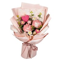 Magideal - Ramo De Clavel De Ganchillo, Ramo De Flores De Punto, Decoración De Primavera Hecha A Mano, Bendición Eterna Completada Para El Regalo Del Día De Las Rosa