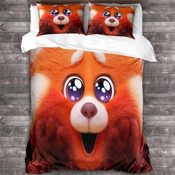 Turning Red Cartoon Duvet Cover Pillowcase, Home Room Cute Bedding Set, Boy & Girl comforter sets, 2/3pcs Bed Sheets