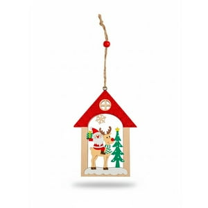 Wakeshome - Adorno De Navidad Madera Decoracion De Pascua Para Arbolito 10Cm