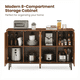 thumbnail image 1 of Mid-Century Modern Walnut Sideboard Buffet Cabinet, 59*16*33 inches Geometric Carved Storage Cabinet with Metal Legs, Multi-Purpose Credenza for Living Room, Dining Room, Entryway, 1 of 3