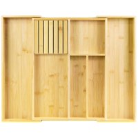 Organizador De Cajones De Cocina Vaefae Bamboo Con 6 Compartimentos