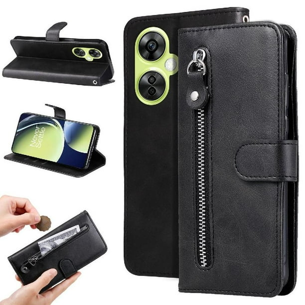 Funda con Cremallera para OnePlus Nord N30, Carcasa Cartera de Cuero PU con Soporte y Tarjetero