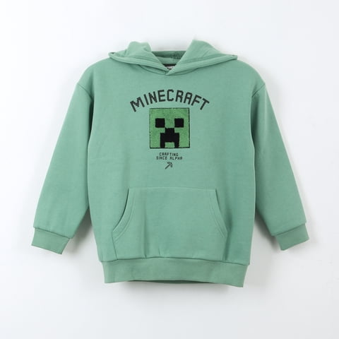 Polerón Niño Hoodie Crafting Since Alpha Verde Minecraft