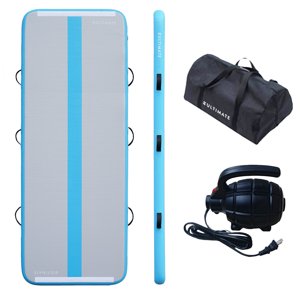 Ultimate Fitness - Airtrack 4 Metros - Colchoneta Inflable Gimnasia - Celeste