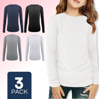 Mas Clothing - Pack 3 Camiseta Bambú Manga Larga Primera Capa Niña Polera Colores Surtidos