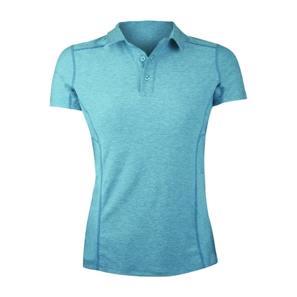 Polera Dry Fit Con Cuello Manga Corta Jaspeada Mujer