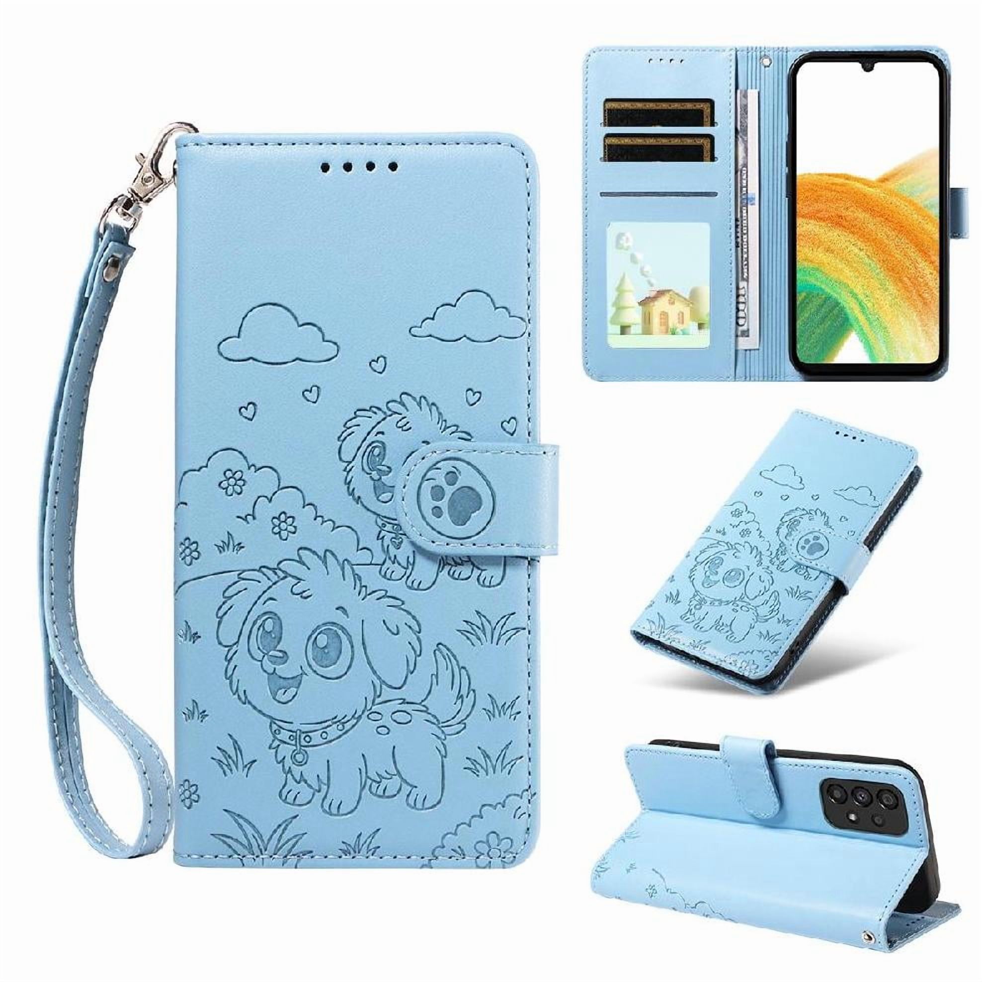 Funda Billetera Foxdock Compatible Con Samsung Galaxy A33 5G, Diseño Perrito Tierno, Ranuras Para Tarjetas Y Soporte Plegable