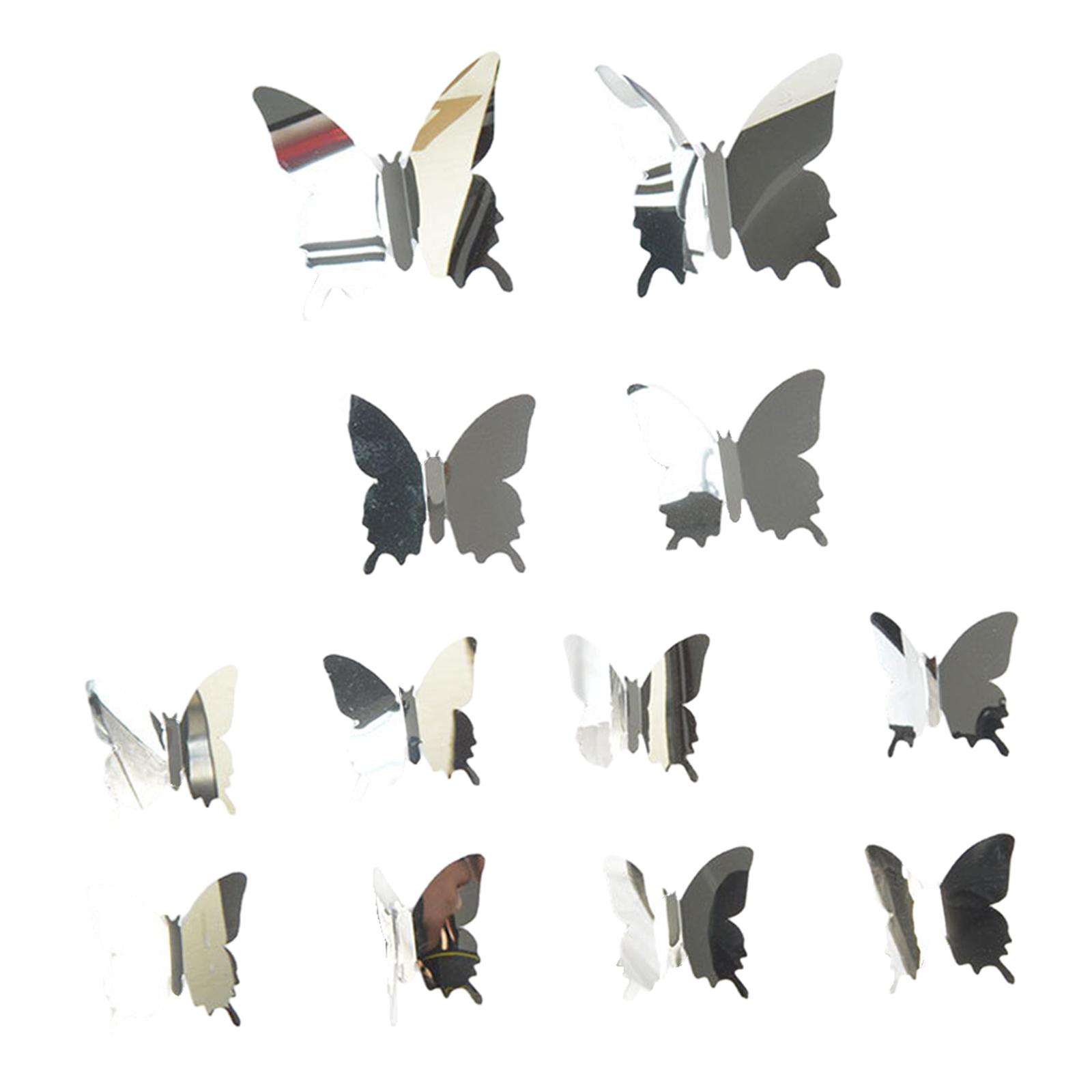 Magideal - 12 Pegatinas De Espejo Con Mariposas, Pegatinas De Espejo Extraíbles, Decoraciones De Pared Para Mascotas, Decoración Del Hogar Para Decoración De Bod