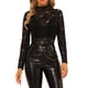 thumbnail image 5 of INSPIRE CHIC Blusa de Encaje Floral Transparente de Manga Larga con Cuello Alto para Mujer M Negro, 5 of 7