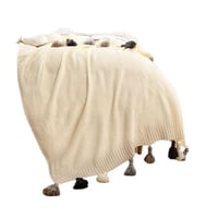 Todo Hogar Santiago De Chile - Manta De Punto Con Pom Pom Beige