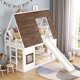 thumbnail image 2 of Cama doble de madera con techo, escalera y deslizador, 2 of 6