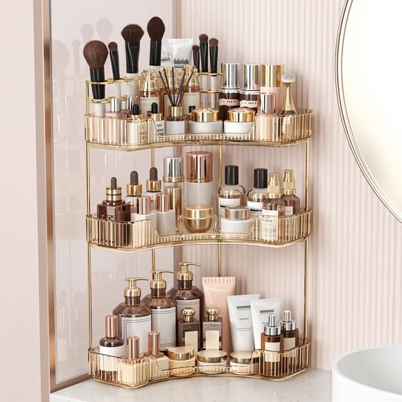 Caddy BEFSOP Organizador de Maquillaje de Esquina de 3 Niveles – Oro