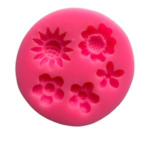 Genérico - Molde Silicona Flores A 5 Figuras Blanco