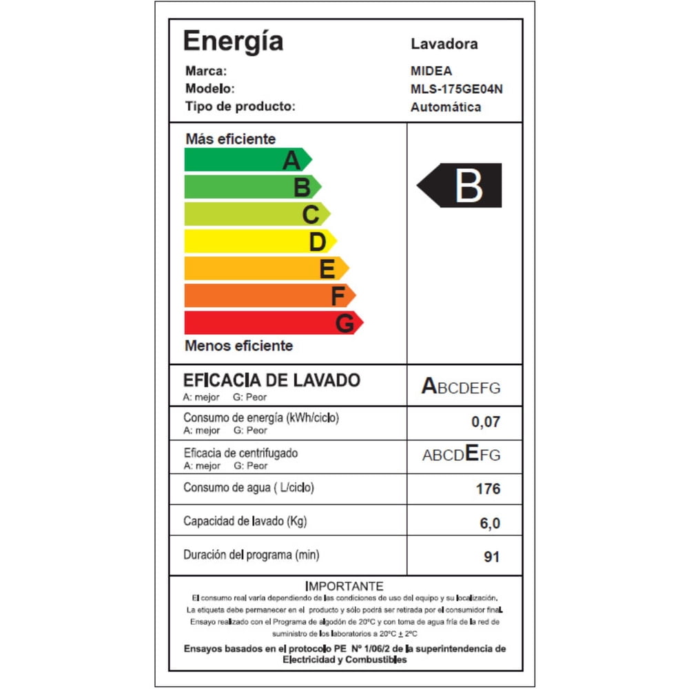 Midea MLS-175GE04N 17.5 kg Gris, foto 8
