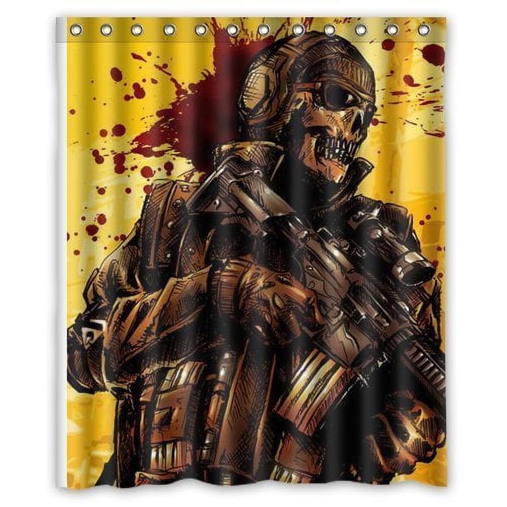 Pinghai - Cortina De Ducha De Call Of Duty Ghosts Con Diseño De Calavera Y Ganchos, Tamaño 60 X 72 Pulgadas