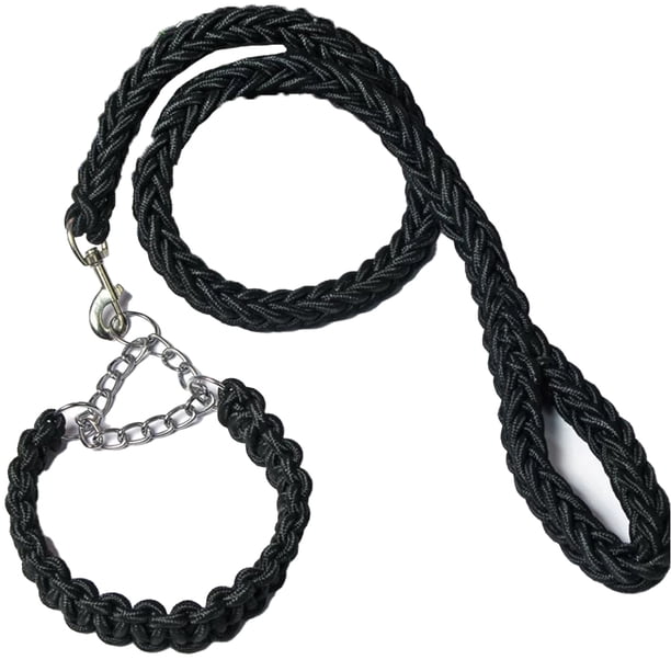 Conjunto de collar y correa para perro, correa de cuerda y collar de adiestramiento para perros pequeños, medianos y grandes.