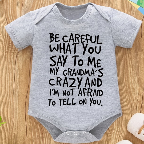 Newborn Infant Short Sleeve Romper "BE CAREFUL" Print Crew Neck Bodysuit Onesies For Baby Girls Toddler Summer Clothes