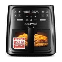 Freidora Air Fryer Gourmia De 8 Cuartos De Galón Con 8 Ajustes Preestablecidos, Fryforce 360°, Negra