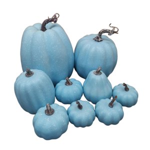 Bothyi - 9 Calabazas Artificiales De Espuma Azul Para Decoración De Mesa De Acción De Gracias