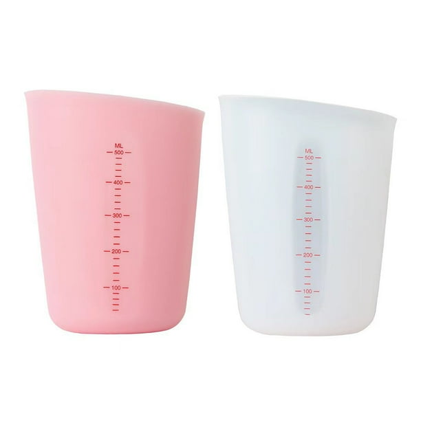 Juego de tazas medidoras flexibles de silicona para resina epoxi, mantequilla, chocolate y más. 2 tazas para derretir, remover, apretar y verter. Apto para lavavajillas. Marcas de medición estándar y