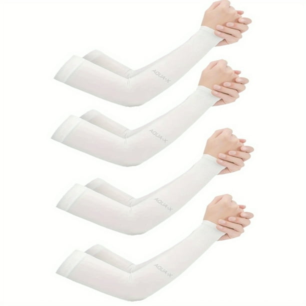 Stay Cool and Protected with 4 Pairs of Unisex Summer Ice Sleeves for Men and Women - Sun Protection Arm Guards in Four Color Options, Long Enough for Yard Use
