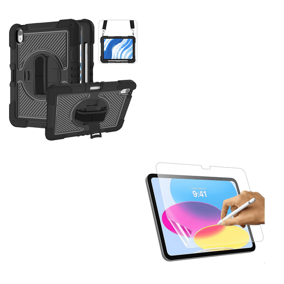 Funda Armadura 360 lamina Clear Para iPad Air 11 M3 Negro
