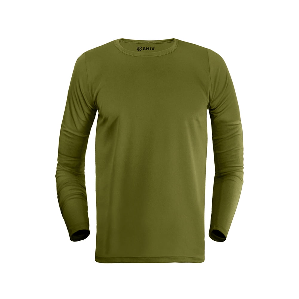 Snix - Polera Deportiva Infantil Dry Fit Manga Larga Verde Musgo Talla 10