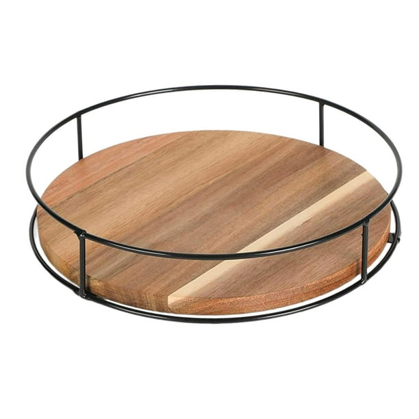 Bandeja Giratoria De Madera, Estante Decorativo Para Especias Para Gabinete De Refrigerador De Cocina, 11 Pulgadas