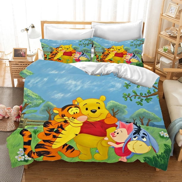 Winnie the Pooh 3D Printed Children's Bedding Set Double Duvet Cover Set 100% Polyester Indoor Decoration Children's Gifts Bed Sheets