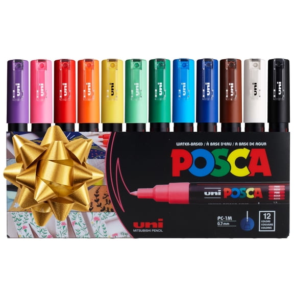 Set de rotuladores Uni Posca 1M con puntas extrafinas (12 unidades)