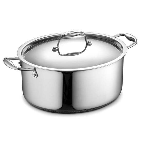 Cocotte ovalada híbrida HexClad de acero inoxidable de 6,5 cuartos