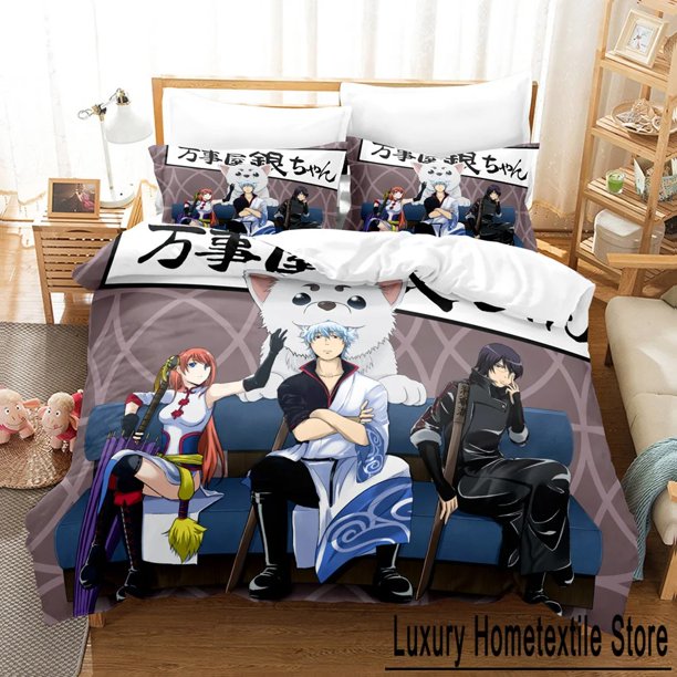 GINTAMA Gintoki Bedding Set Boys Girls Size Duvet Cover Pillowcase Bed Kids Adult Home Textile Customizable Bed Sheets