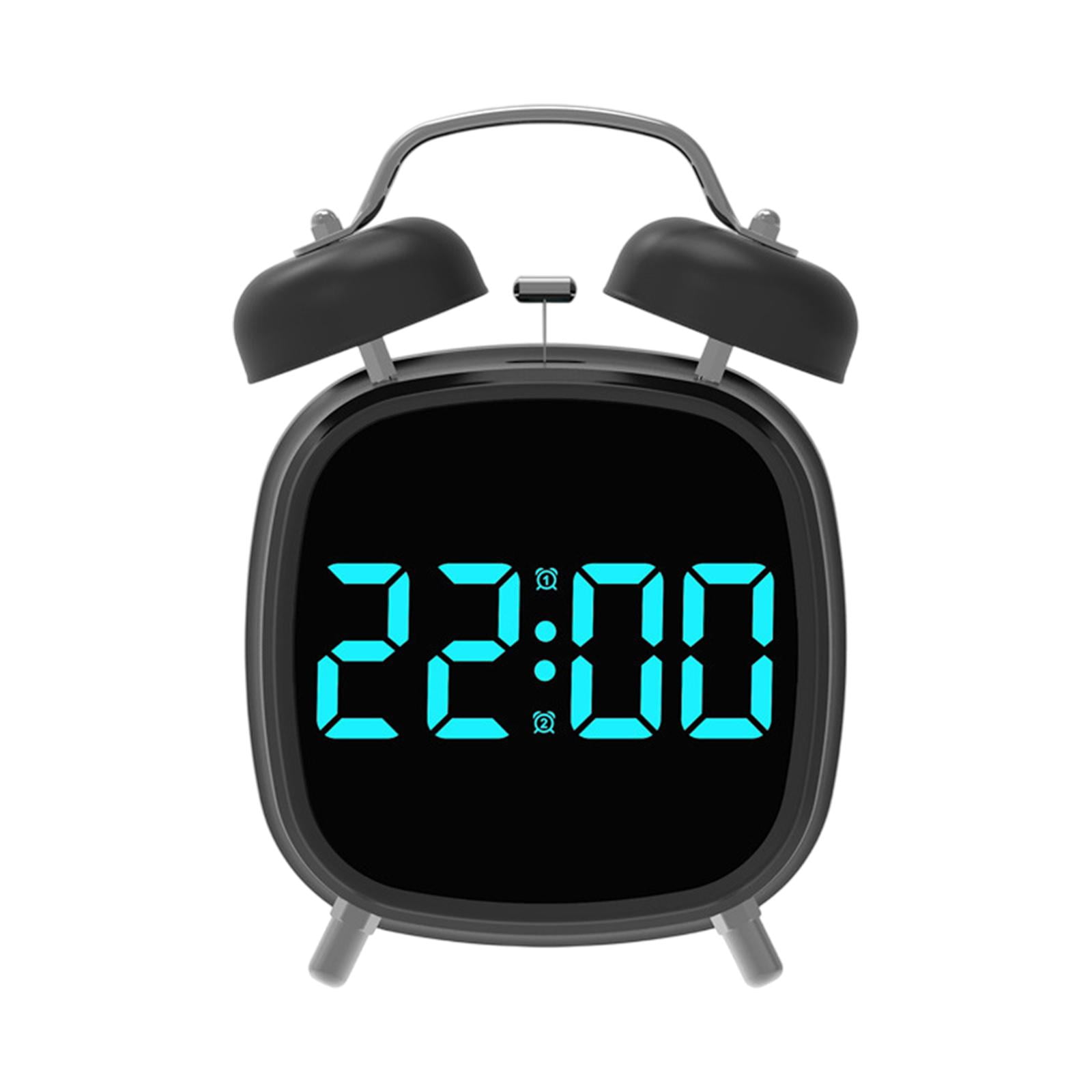 Magideal - Reloje De Alarma Led Electrónica Doble Bell Decoración Del Hogar Grandes Números Descripción Alarma Fuerte Para La Oficina Sleepers Pesados Room Azul