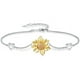 thumbnail image 1 of Pulsera Brazalete Plata Fina 925 Flor De Girasol Y Corazones plateado Talla única, 1 of 6