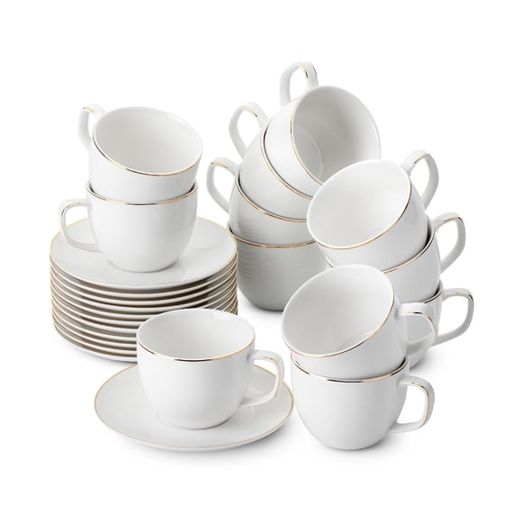 Juego de tazas Brew To A Tea 240 ml, 12 piezas, blanco/dorado