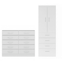 Exit - Combo Closet 2 Puertas 4 Cajones Cómoda 10 Cajones Café Beige