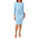 thumbnail image 1 of INSPIRE CHIC Vestido ajustado de mujer con peplum, atuendo de maestra para el regreso a clases, cuello redondo, manga larga, cintura alta, vestido de trabajo midi, azul cielo XS, 1 of 5