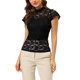 thumbnail image 1 of Blusa Semitransparente de Manga Corta con Cuello Alto y Espalda con Abertura para Mujer INSPIRE CHIC M Negro, 1 of 7