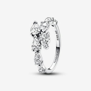 Anillo Pandora Brillante De Banda Superpuesta Plata