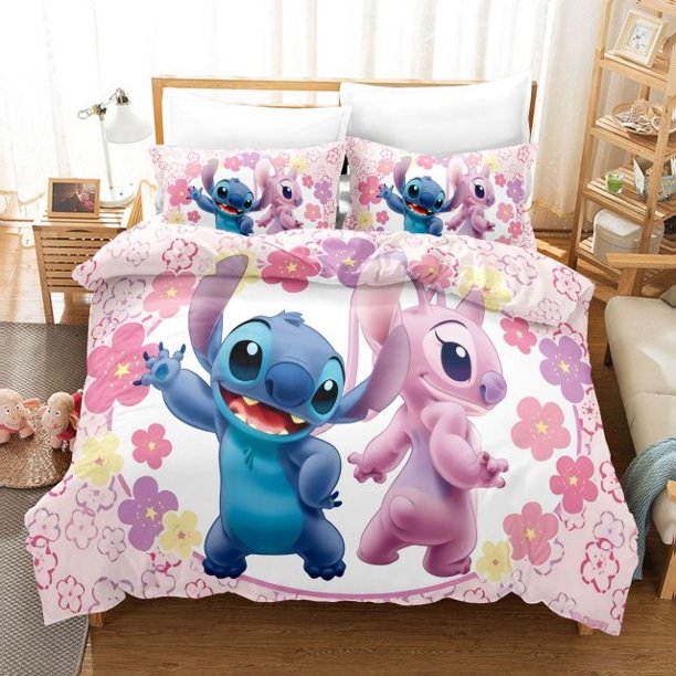 Gift Ideas for Fans - Stitch Full Bedding Duvet Cover Set 3-Piece Bedding Set (1 Duvet Cover + 2 Pillow Shams)