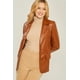 thumbnail image 3 of Blazer Ccwholesalesclothings Sólido Tejido PU Marrón, 3 of 5