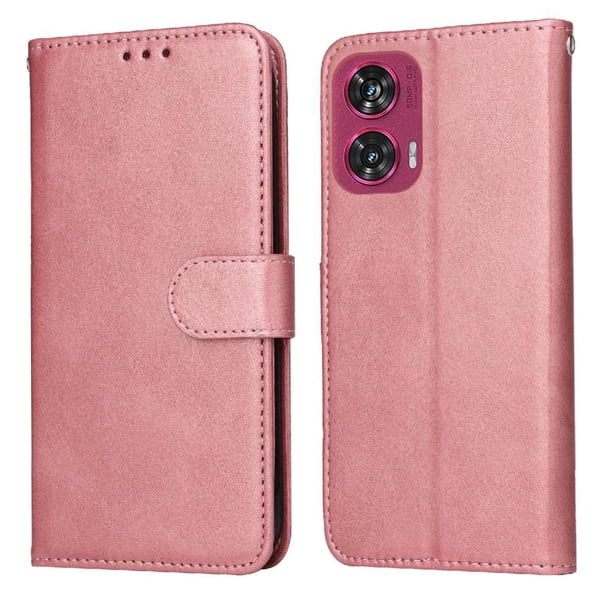 Funda Billetera para Motorola Edge 50 Fusion con Porta Tarjetas y Soporte Ajustable Rosa