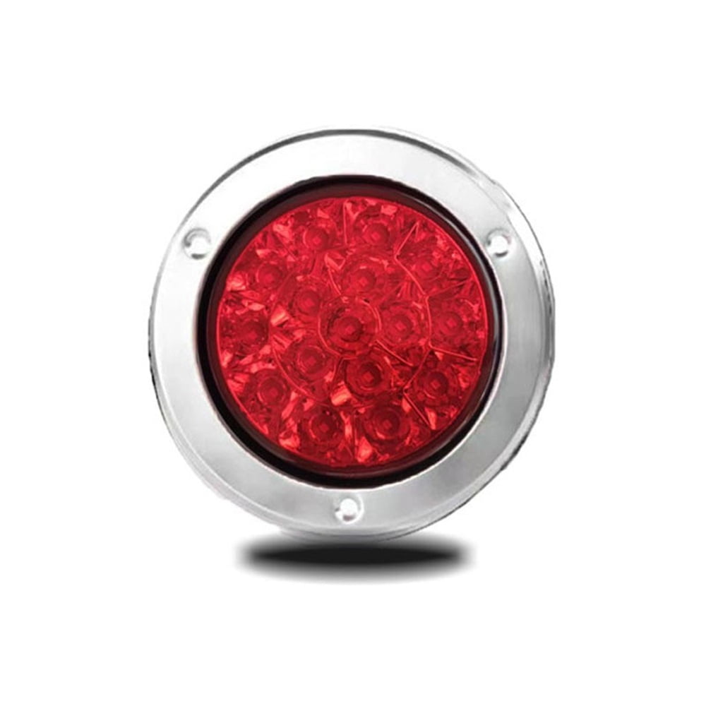 Xusx111 - 2pc 4 "pulgadas Redonda 16 Luces Traseras Del Remolque Led [bisel De Acero Inoxidable Cromado Y Enchufe Del Conector] Luces De Freno De Parada Compatibles Con Jeep Tj Semi Camión Rv Camper D