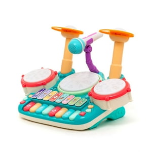 Mundo Online - Batería Juguete Piano Musical Didáctico 5 En 1 Micrófono