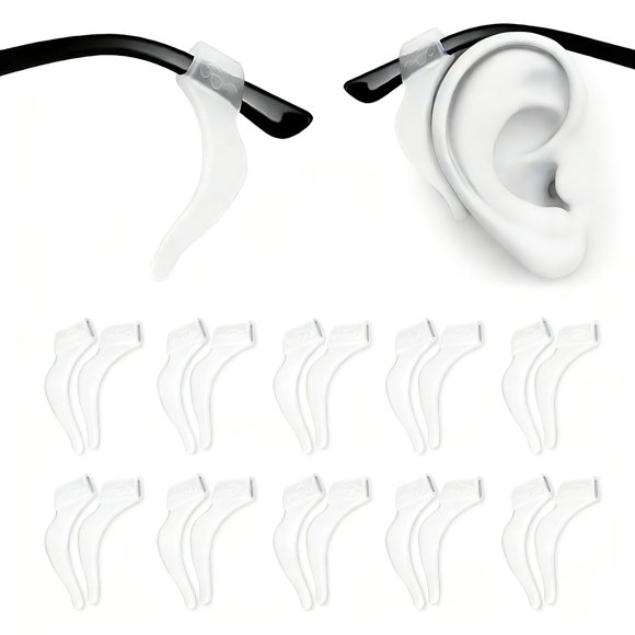 Ganchos de silicona para gafas PTSLKHN, 10 pares, anti deslizamiento, transparentes