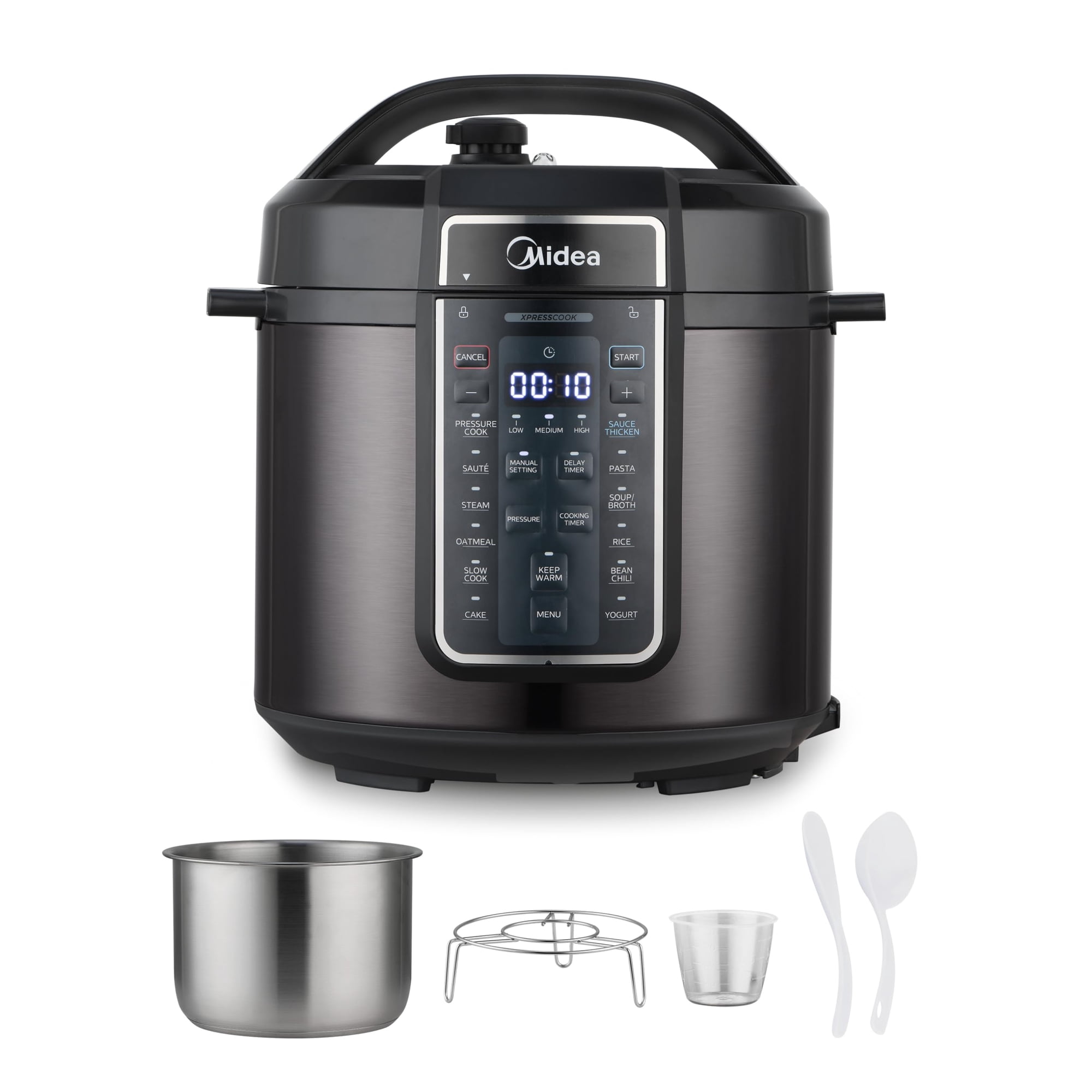 Midea 12-in-1 Electric Pressure Cooker, 6 Quarts, 12 Presets, Multi-functional Programmable Slow Cooker, Rice Cooker, Steamer, Sauté Pan, Yogurt Maker, And More, Stainless Steel