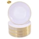 thumbnail image 1 of Platos de plástico Nervure blancos con borde dorado de 7.5 pulgadas, 100 unidades, 1 of 9