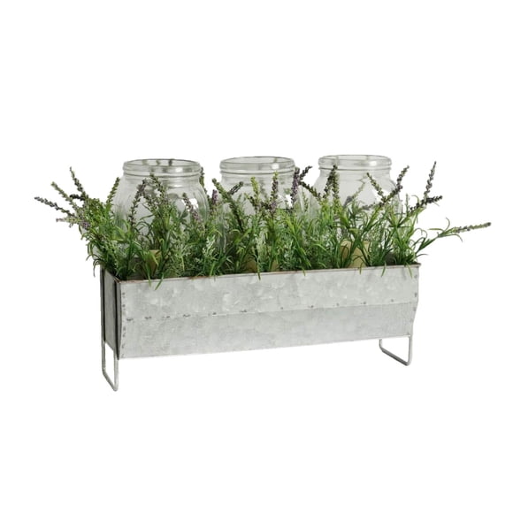Caja decorativa de metal con vegetación de mesa Forsythia