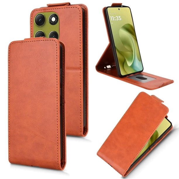 Funda tipo folio para Motorola Moto G86 5G con soporte magnético y protección para la cámara Marrón
