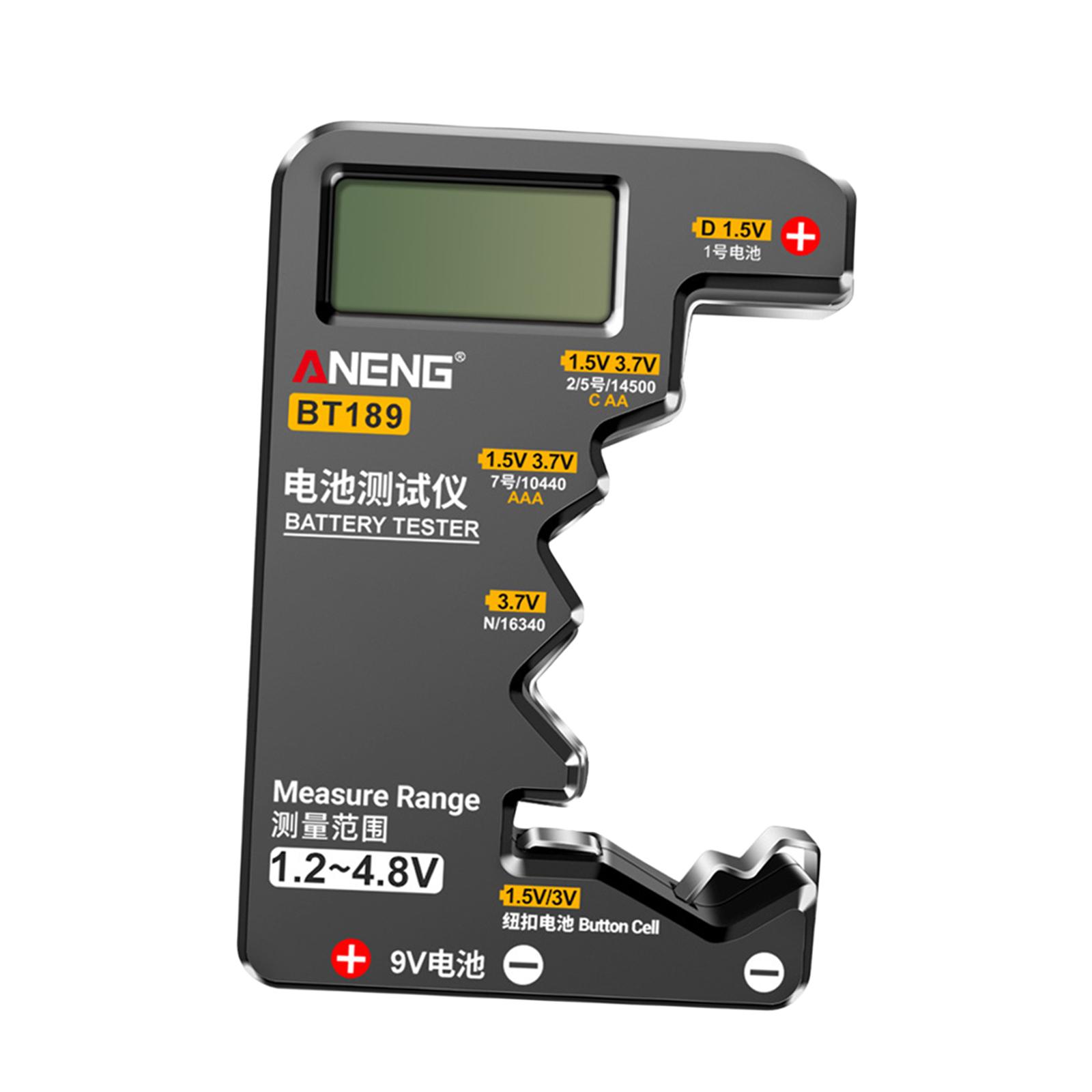 Magideal - Probador De Batería Probador De Voltaje Rango De Prueba Doméstico 1,2-4,8 V Equipo Eléctrico Probador Digital De Batería Portátil Para Aa Aaa Negro